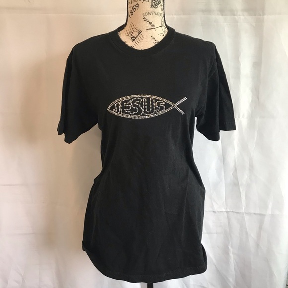 American apparel black t shirt Jesús - Picture 1 of 5